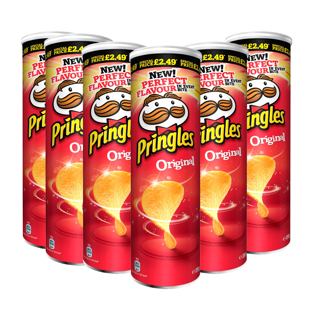 Pringles Original Flavour Potato Chips, 200 g, Pack of 6 £2.49 - Bulkco